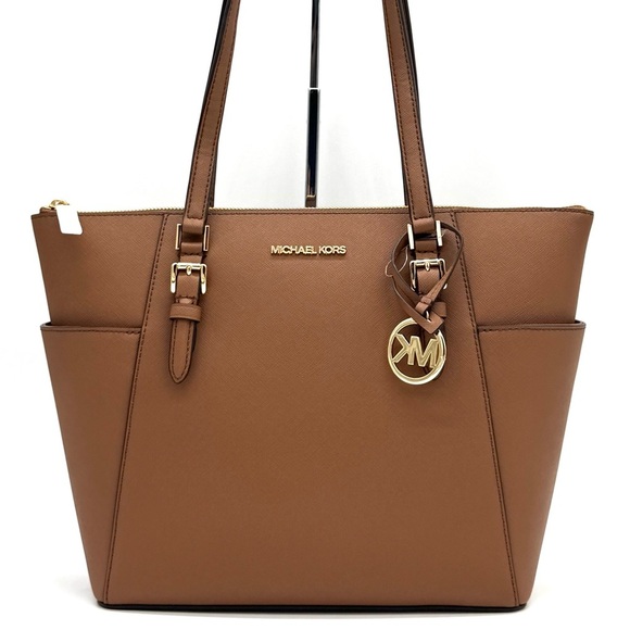 Michael Kors Large Charlotte TZ Tote Bag Luggage Brown - Picture 1 of 11
